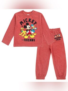 Disney Mickey Mouse Donald Duck Pluto Boys T-Shirt and Jogger Pants Set Size 7-8